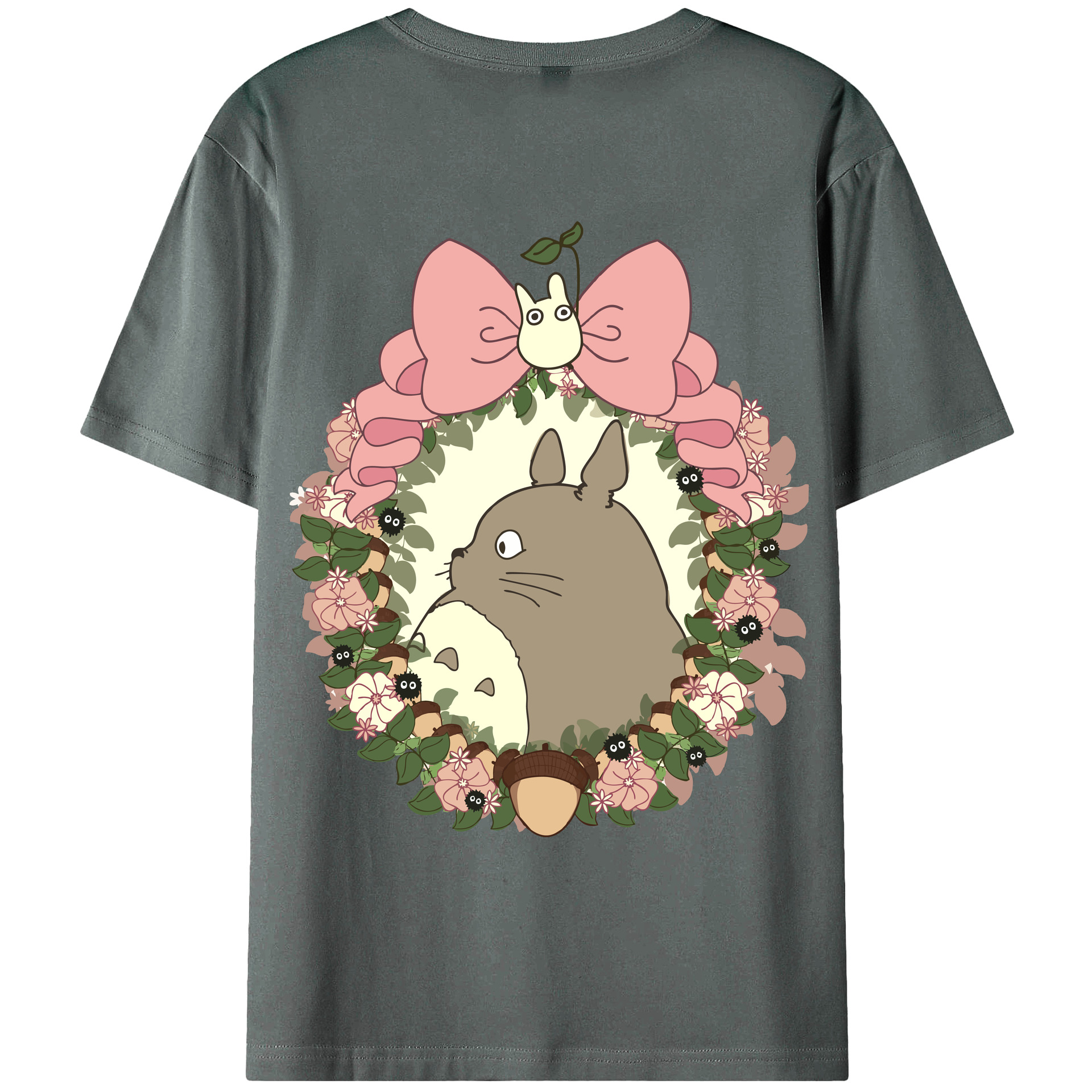 （画像用） となりのトトロ 草壁メイ 草壁サツキ My Neighbor Totoro Satsuki Kusakabe Mei Kusakabe 綿100％ メンズ半袖Tシャツ（バックプリント） 通気性